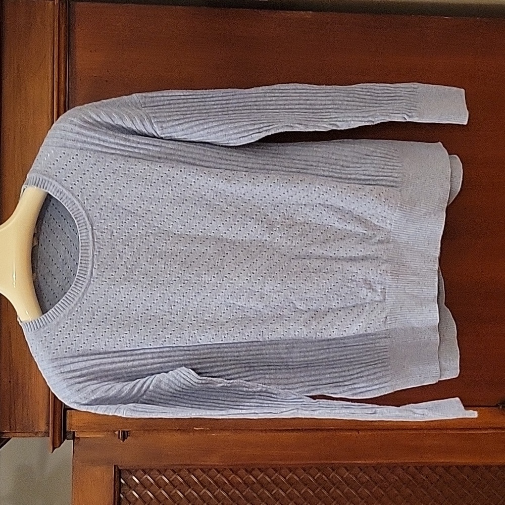 Soft Surroundings | Blue Crewneck Cotton Linen Lightweight Sweater in S Petite